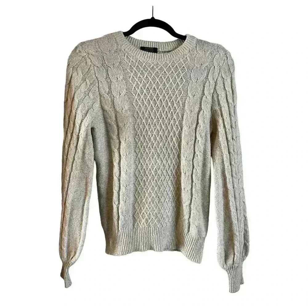Halogen X Atlantic-Pacific Cable Fisherman Sweater Knit Sweater XS